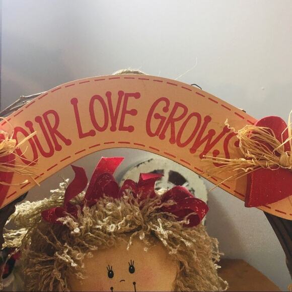Our Love Grows Grapevine Wreath Hearts & Plush Doll - Picture 3 of 5